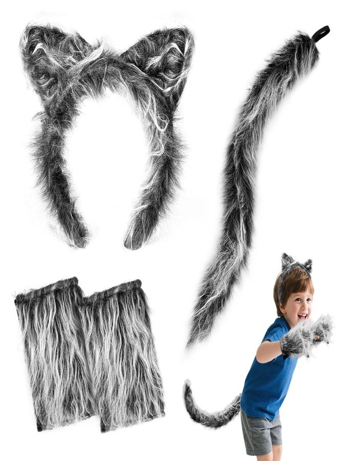 Anyumocz 4Pcs Wolf Ears Costume,Werewolf Costume with Headband,Gloves,Tail, for Women,Girls,Halloween Dress-Up Accessories Kit - Image 1