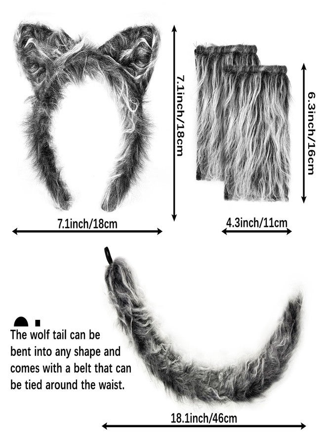 Anyumocz 4Pcs Wolf Ears Costume,Werewolf Costume with Headband,Gloves,Tail, for Women,Girls,Halloween Dress-Up Accessories Kit - Image 3