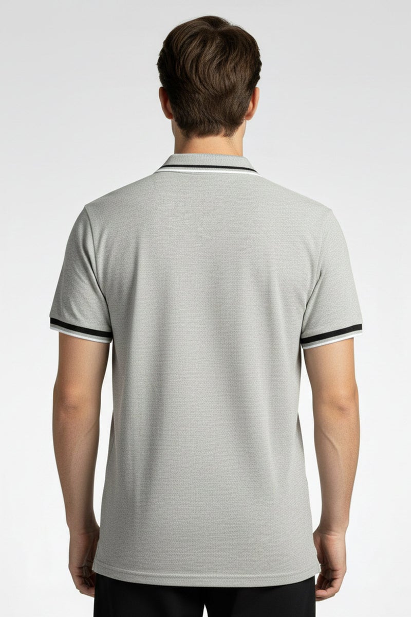 FILA Men Sportswear Fit Short Sleeve Outdoor Polo Shirt, Light Grey - Image 4