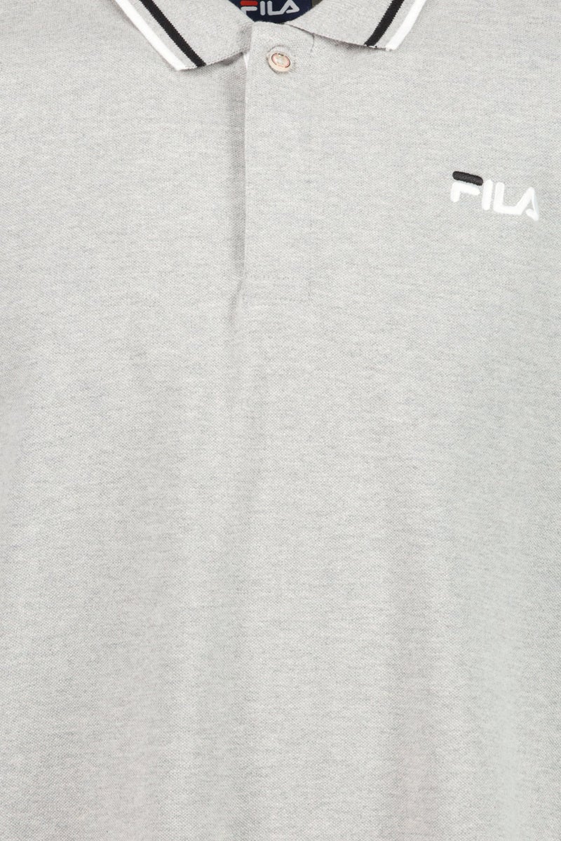 FILA Men Sportswear Fit Short Sleeve Outdoor Polo Shirt, Light Grey - Image 5