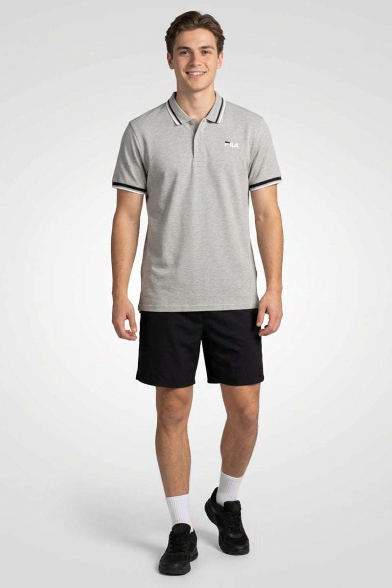 FILA Men Sportswear Fit Short Sleeve Outdoor Polo Shirt, Light Grey - Image 2