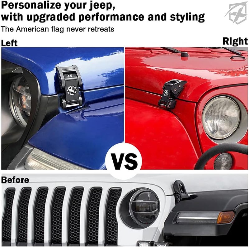 Xprite Aluminum Hood Latches with Star, Adjustable Hood Latch Catches Kit Compatible with Jeep Wrangler JK JKU 2007-2018 & Jeep Wrangler JL JLU 2018-2021 Gladiator JT - Image 5