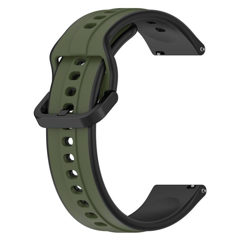 erorex For Amazfit Gts 4 Mini 20Mm Convex Loop Two-Color Silicone Watch Band(Dark Green+Black) - Image 2