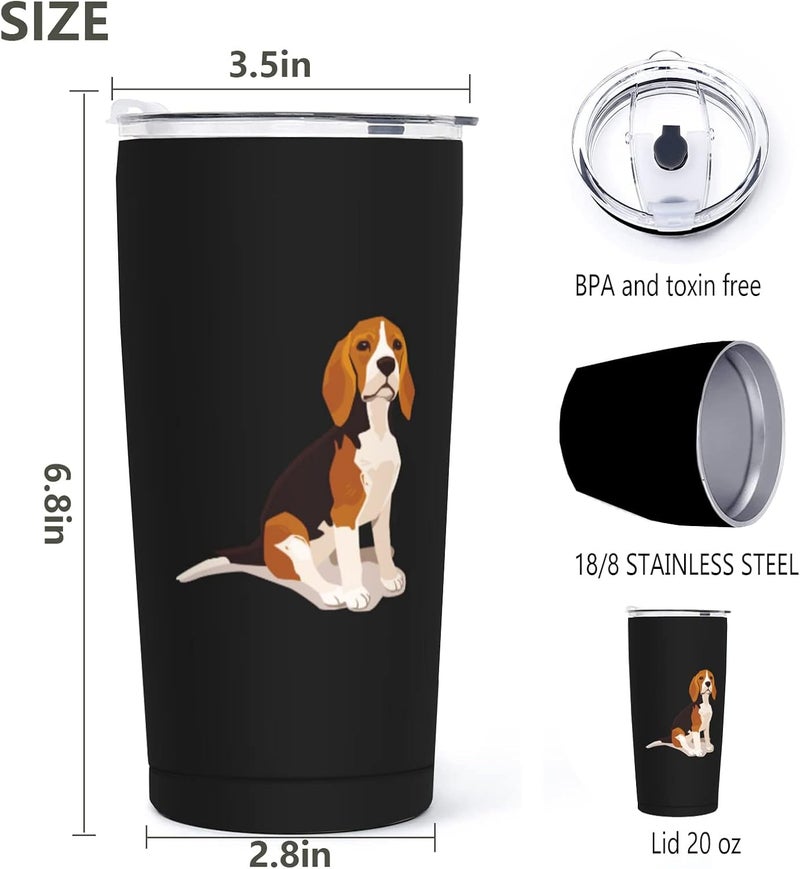 Wisedeal Beagle Dog Stainless Steel with Lid Thermal Vacuum Insulated Tumbler Coffee Mug Novelty Christmas Birthday Gifts Mug for Dad Mom Love Dog Men Women Friends Coworkers Black 20 Oz - Image 3