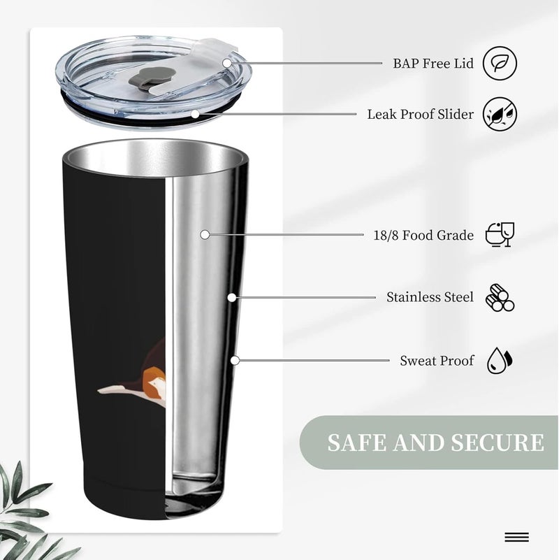 Wisedeal Beagle Dog Stainless Steel with Lid Thermal Vacuum Insulated Tumbler Coffee Mug Novelty Christmas Birthday Gifts Mug for Dad Mom Love Dog Men Women Friends Coworkers Black 20 Oz - Image 5