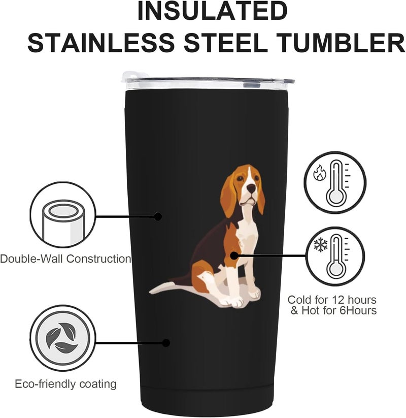 Wisedeal Beagle Dog Stainless Steel with Lid Thermal Vacuum Insulated Tumbler Coffee Mug Novelty Christmas Birthday Gifts Mug for Dad Mom Love Dog Men Women Friends Coworkers Black 20 Oz - Image 4