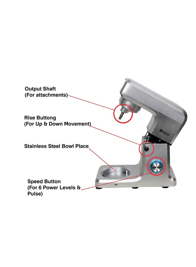 Techno Best Multi-Functional Mixer With Stainless Steel Bowl 12 L 1100 W BKM-12L Silver - Image 4