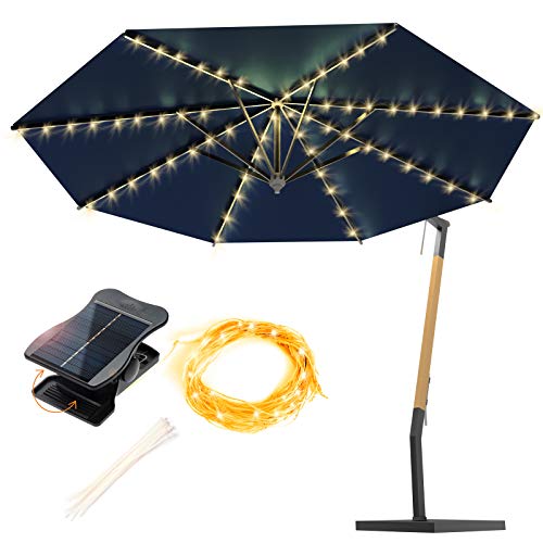 VOOKRY Solar Umbrella Lights Outdoor, Waterproof Solar Powered Patio Umbrella Lights Cordless 8 Modes LED Umbrella Patio Lights for Beach Tent Camping Garden Party Decoration(Warm White) - Image 1