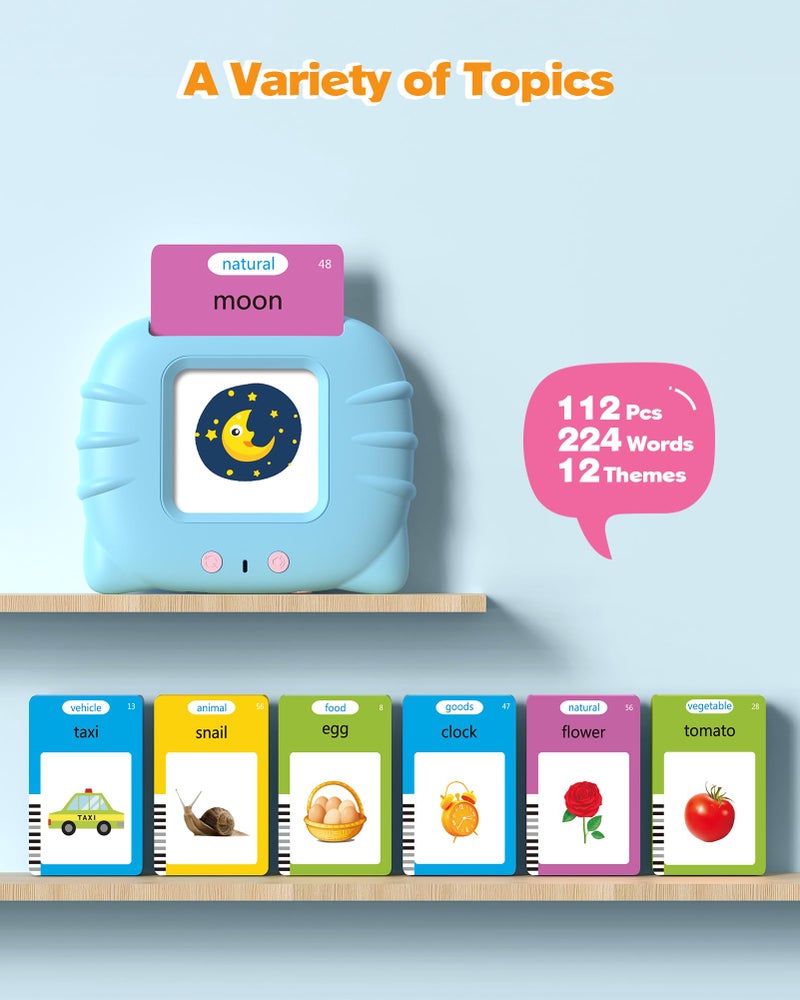 Airbition Talking Flash Cards for Toddler 1 2 3 4 Year Olds, Language Learning Toys, Pocket Speech Therapy Toys, Autism Toys, Montessori Toys with 224 Words, Children's Sensory Educational Toys - Image 2