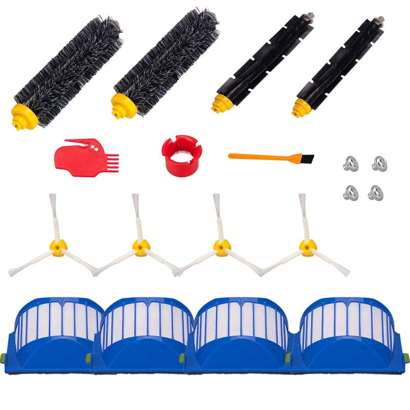 Hongfa Replacement Parts Kit for Irobot Roomba 600 Series 694 692 690 680 660 665 651 650 614 & 500 Series 595 585 564,4 Filter,4 Side Brush,2 Pairs Bristle and 2 Flexible Beater Brush - Image 1