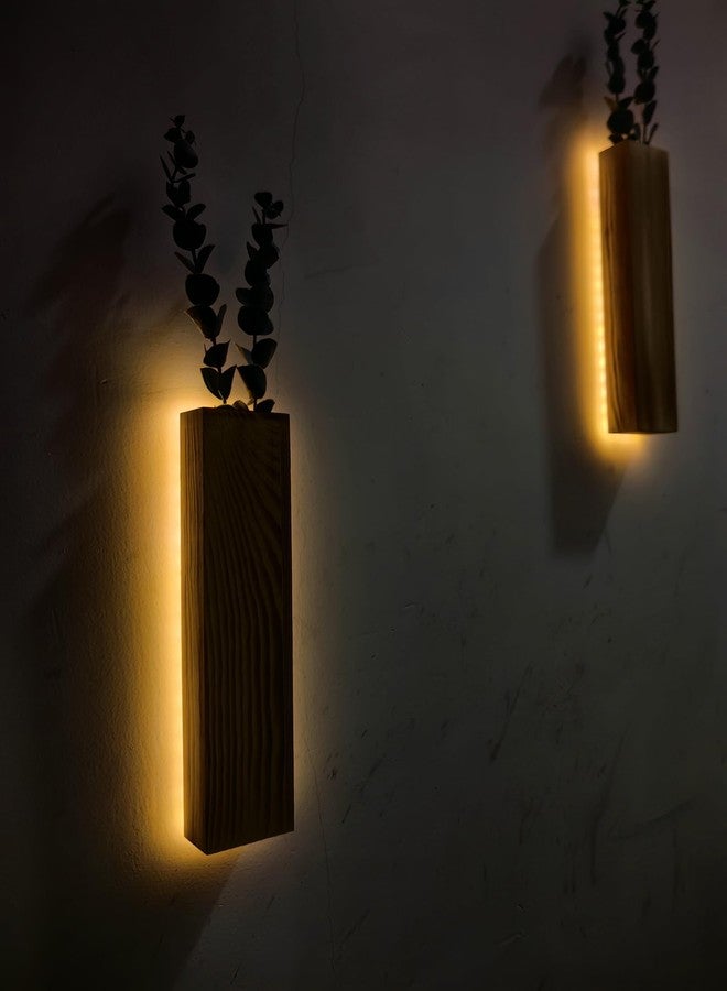 Comtelek Artificial Eucalyptus with LED Lights Wall Planters Rustic Wall Decor with Lights Wall Sconces Fake Vines for Room Decor Home Bedroom Living Room Bathroom Hanging Vase for Dried Flowers Faux Plants - Image 5