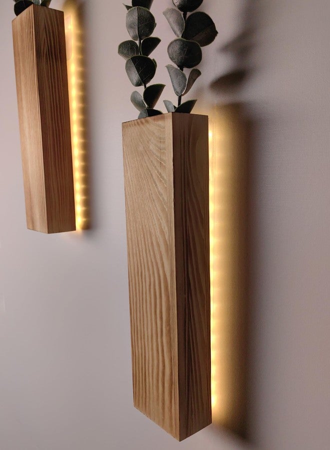 Comtelek Artificial Eucalyptus with LED Lights Wall Planters Rustic Wall Decor with Lights Wall Sconces Fake Vines for Room Decor Home Bedroom Living Room Bathroom Hanging Vase for Dried Flowers Faux Plants - Image 4
