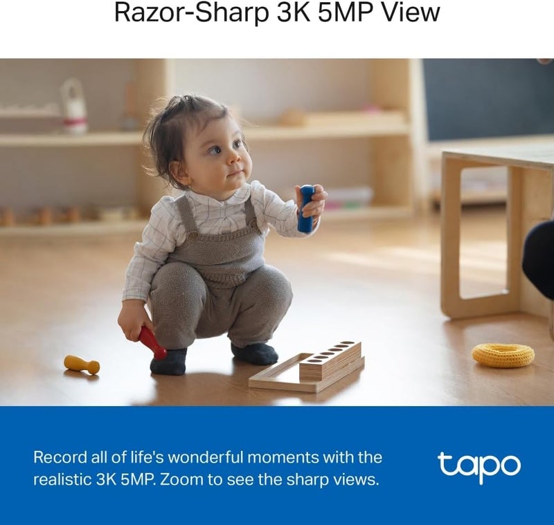 تابو كاميرا أمان منزلية ذكية Tapo C230 بتقنية الذكاء الاصطناعي، دعم للواي فاي، دقة 3K 5MP، وضوح 1620p، صوت ثنائي الاتجاه، التحكم الصوتي، رؤية ليلية محسنة، كشف بكاء الأطفال، تتبع الحركة، وإشعارات ذكية - Image 3