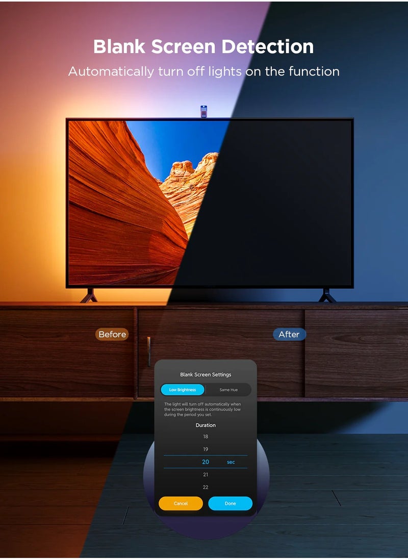 Govee TV Backlight 3 Lite RGBIC Wi-Fi for 55-65 Inch TV with Fish-eye Correction function with Voice and APP Control