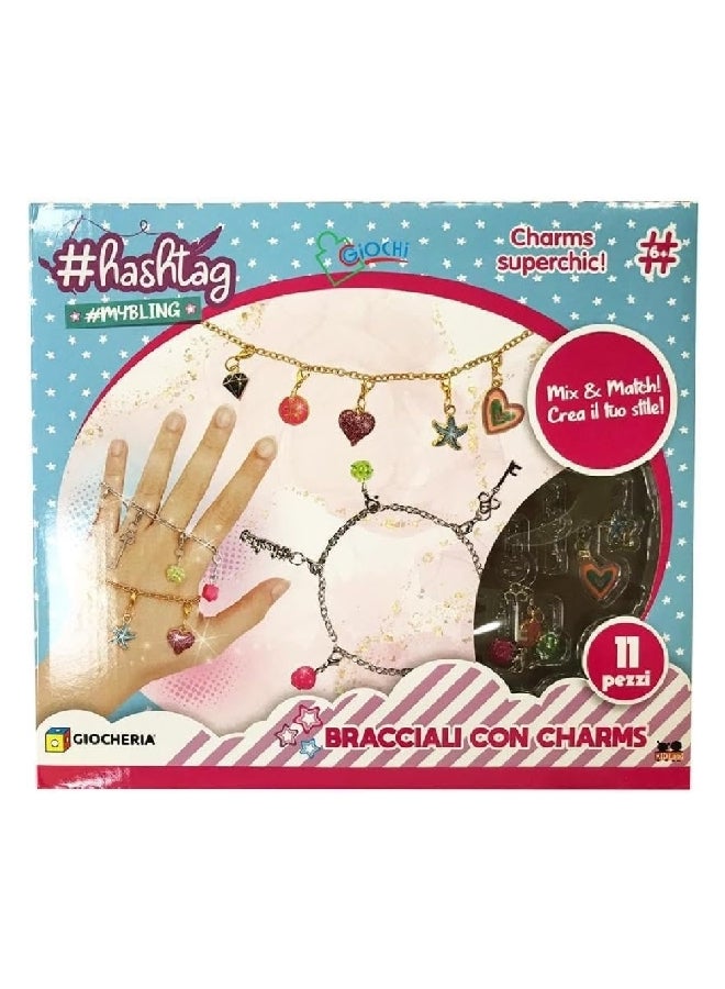 هاشتاج مجموعة أساور السحر عالية الجودة متعددة الألوان، مكونة من 11 قطعة، بأبعاد 5.3 × 27.2 × 24.6 سم، HTMB2103