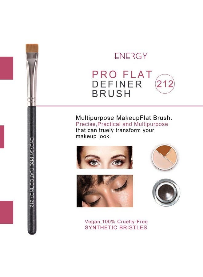 Energy فرشاة تحديد مسطحة للحواجب وآيلاينر تحديد وتشكيل وإخفاء مع مستحضرات التجميل السائلة والكريمة والهلام والشمع شعيرات نباتية مستقيمة وصارمة فرشاة حواجب دقيقة - Image 2
