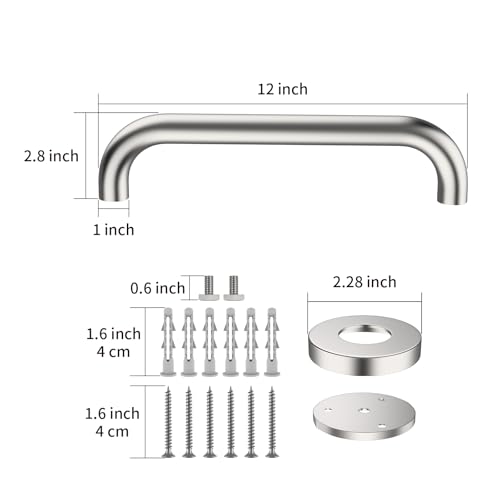 ZUEXT 12 Inch Shower Grab Bar Satin Brushed Nickel, ZUEXT Stainless Steel Safety Grab Bar Handle, Bathroom Balance Bar, Safety Hand Rail Support - Handicap, Elderly, Injury, Senior Assist Bath Handle - Image 2