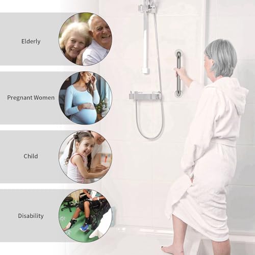 ZUEXT 12 Inch Shower Grab Bar Satin Brushed Nickel, ZUEXT Stainless Steel Safety Grab Bar Handle, Bathroom Balance Bar, Safety Hand Rail Support - Handicap, Elderly, Injury, Senior Assist Bath Handle - Image 4