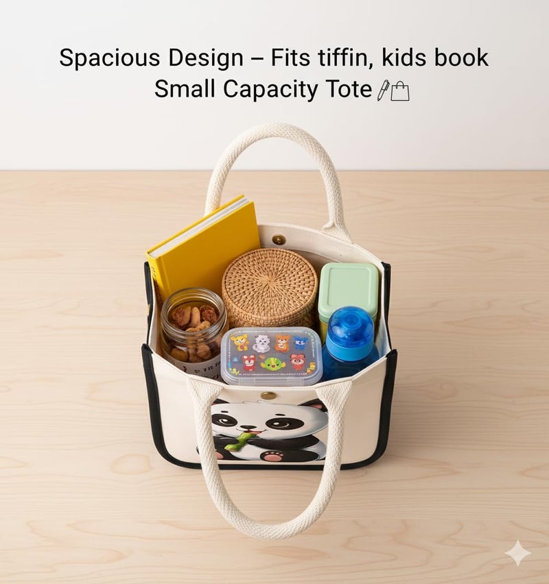 HOBBY INDIA Kids Lunch Bag | Cute & Stylish Mini Tiffin Bag for Boys & Girls | Cute Cotton Cartoon Design I Perfect For Picnic Tuition School, Preschool & Playschool - Image 3