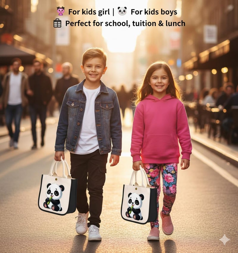 HOBBY INDIA Kids Lunch Bag | Cute & Stylish Mini Tiffin Bag for Boys & Girls | Cute Cotton Cartoon Design I Perfect For Picnic Tuition School, Preschool & Playschool - Image 2