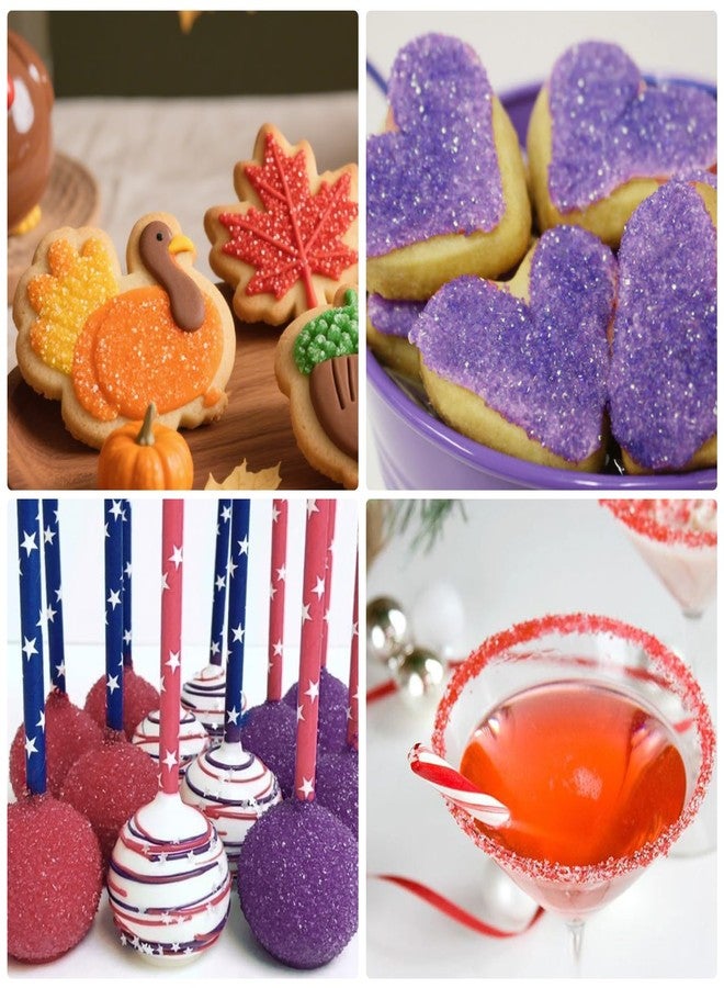LEBERY Sanding Sugar Red Orange Blue Green Yellow Purple Sugar Sprinkles Sugars Crystals for Baking Decorating Edible Crystals Pearl Sugars for Cake Cookie Ice Cream Christmas Wedding Holiday Decor 6.7 Oz - Image 5