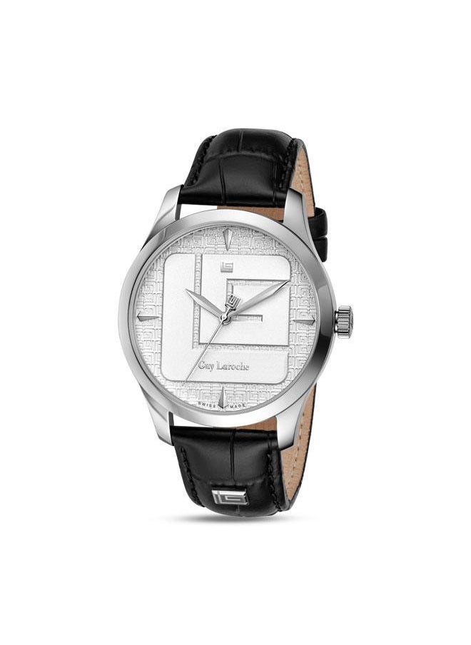 Guy Laroche Maxime 40mm Men's Analog Swiss Watch with Black Genuine Leather Strap  - Image 1