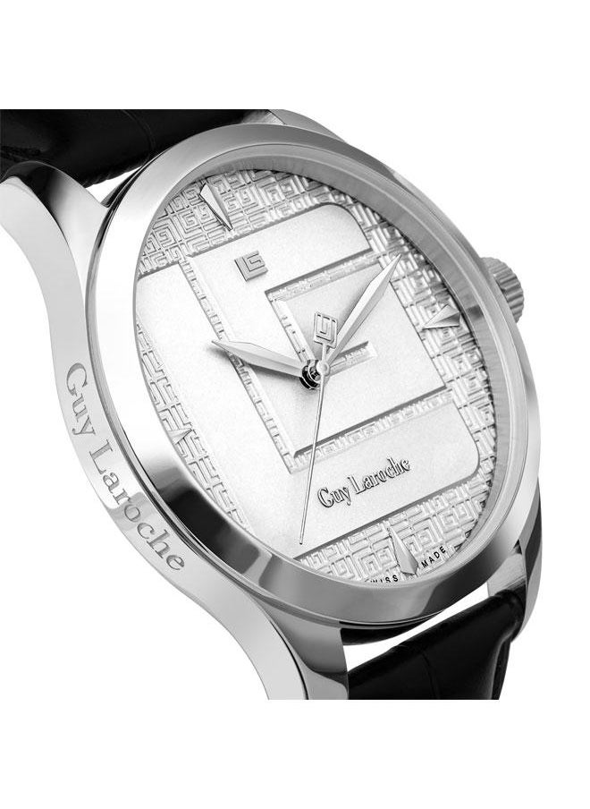 Guy Laroche Maxime 40mm Men's Analog Swiss Watch with Black Genuine Leather Strap  - Image 4