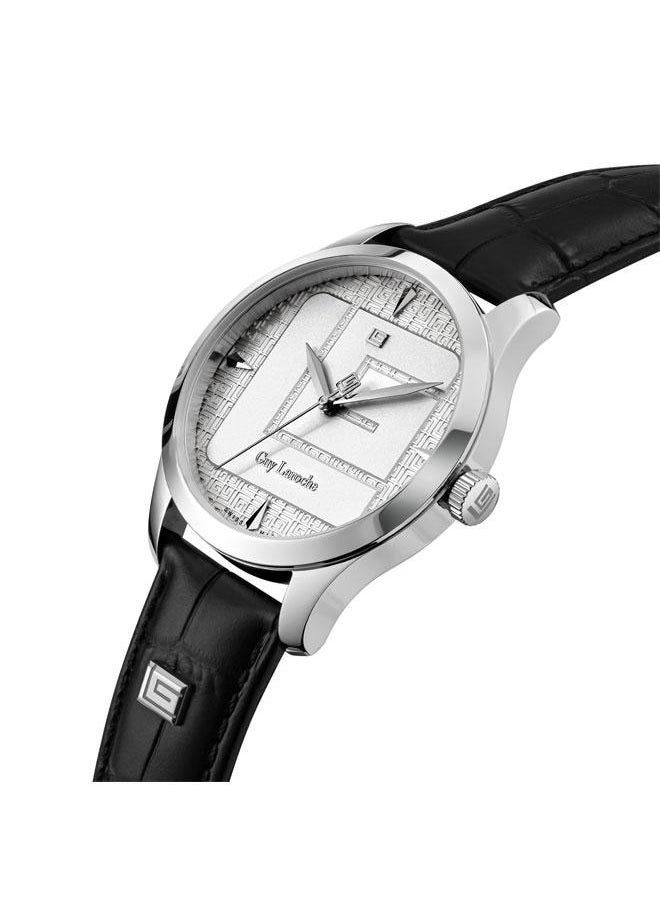 Guy Laroche Maxime 40mm Men's Analog Swiss Watch with Black Genuine Leather Strap  - Image 2
