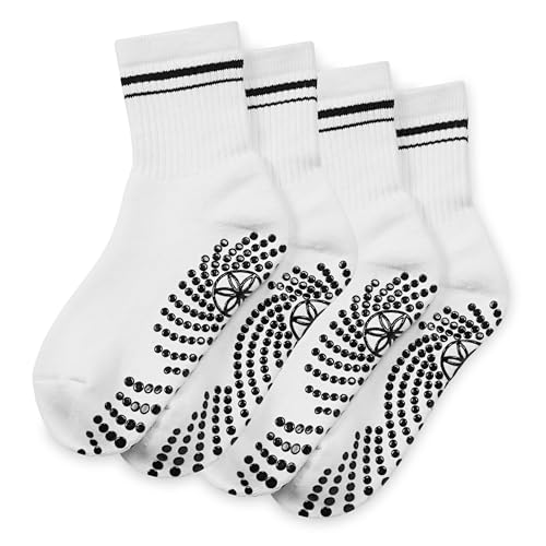 Gaiam Grippy Crew Socks with Silicone Grip NonSlip Socks for Pilates Yoga Barre Dance Cotton Blend 2Pack or 3Pack - Image 1