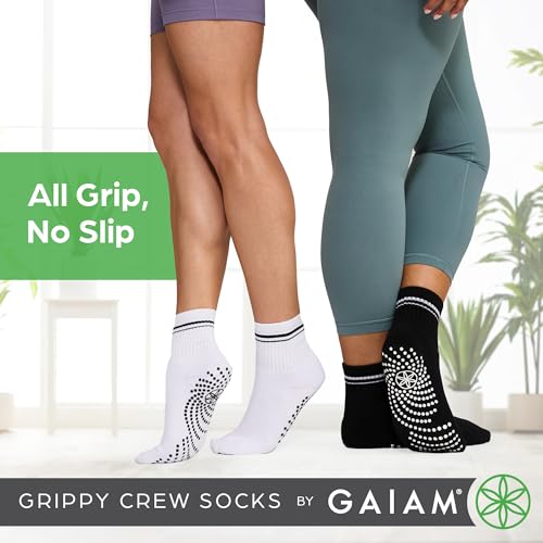 Gaiam Grippy Crew Socks with Silicone Grip NonSlip Socks for Pilates Yoga Barre Dance Cotton Blend 2Pack or 3Pack - Image 3