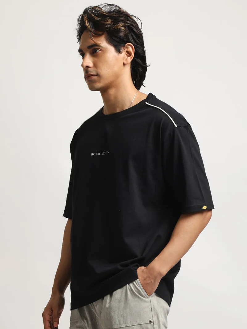 Maniac  Maniac Mens Printed Round Neck Half Sleeve Cream and Brown Cotton Tshirt for Men | Best Price UAE
