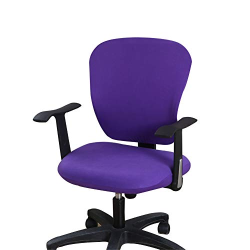 Jinzio Computer Office Chair Cover - Split Protective & Stretchable Cloth Polyester Universal Desk Task Chair Chair Covers Stretch Rotating Chair Slipcover, Purple - Image 1