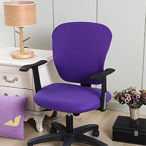Jinzio Computer Office Chair Cover - Split Protective & Stretchable Cloth Polyester Universal Desk Task Chair Chair Covers Stretch Rotating Chair Slipcover, Purple - Image 2