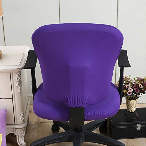 Jinzio Computer Office Chair Cover - Split Protective & Stretchable Cloth Polyester Universal Desk Task Chair Chair Covers Stretch Rotating Chair Slipcover, Purple - Image 3