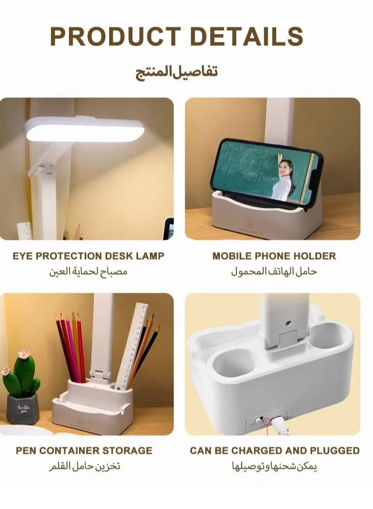 يو إن يو إن أس أدى مكتب مصباح مع منفذ الناقل التسلسلي العام ، مصباح طاولة مع 3 ألوان ، مصباح طاولة مع حامل الهاتف المحمول والتخزين البعيد ، أدى مكتب مصباح - Image 3