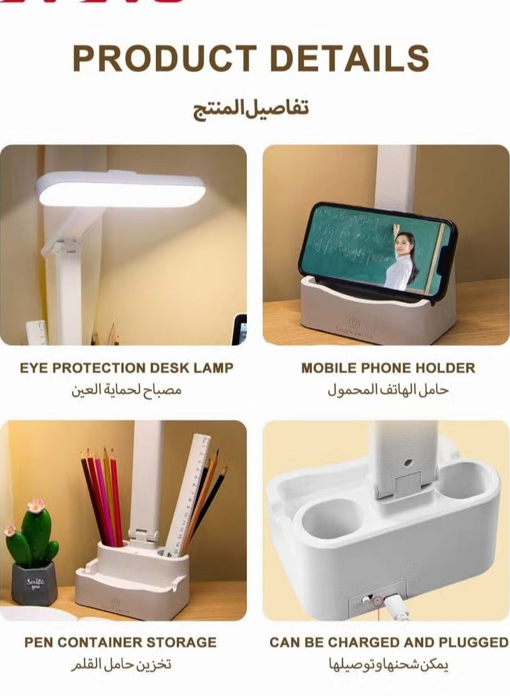 يو إن يو إن أس أدى مكتب مصباح مع منفذ الناقل التسلسلي العام ، مصباح طاولة مع 3 ألوان ، مصباح طاولة مع حامل الهاتف المحمول والتخزين البعيد ، أدى مكتب مصباح - Image 2
