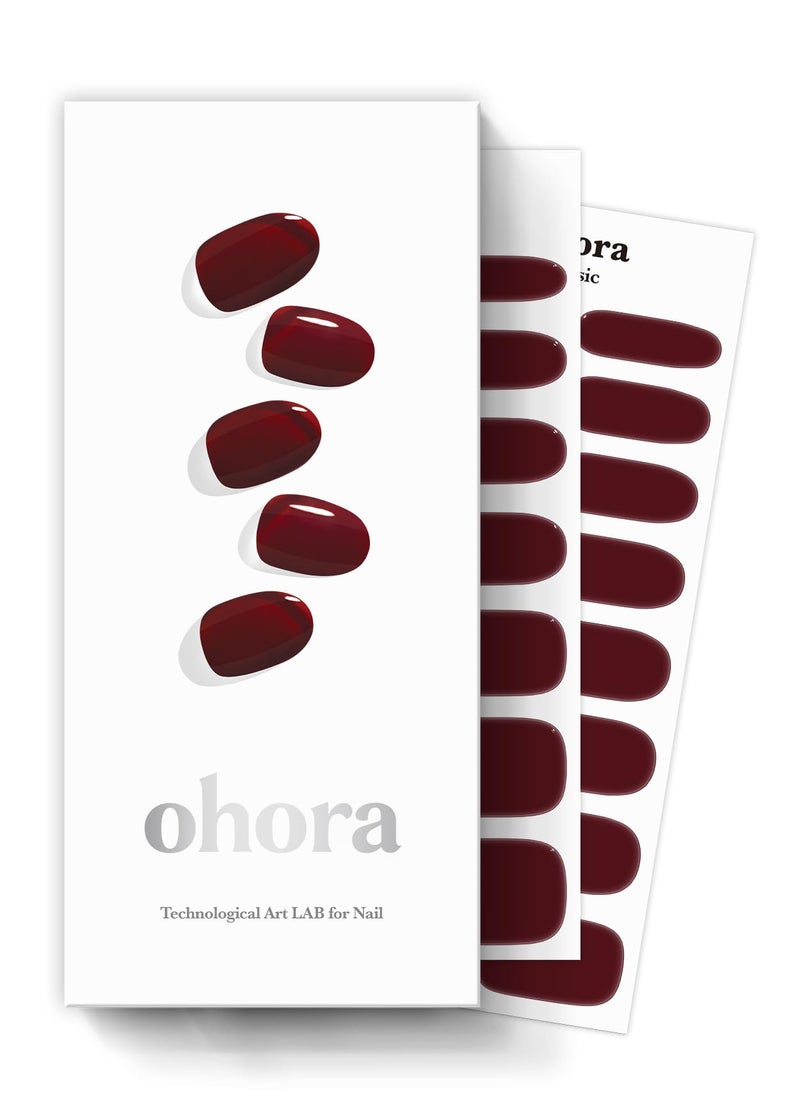 ohora Semi Cured Gel Nail Strips (N Classic Burgundy) - Red, Solid, Works with Any UV/LED Lamps, Salon-Quality, Long Lasting, Easy to Apply & Remove - Includes 2 Prep Pads, Nail File & Wooden Stick - Image 1