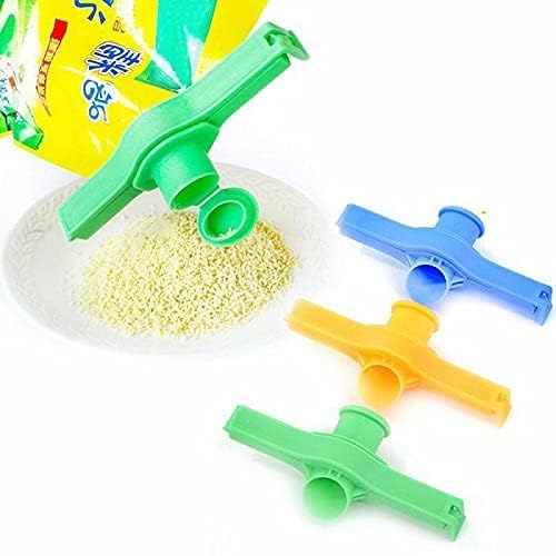 ASHMEN Plastic Kitchen Food Storage Seal and Pour Spill Proof Clips with Caps | Clips for Packet Sealing | Airtight & Moisture-Proof Seal | Kitchen Storage Tools (Pack of 4, Multicolour) - Image 1