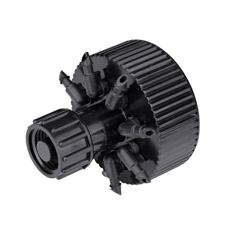 Raindrip 13800UB, Hydro-Port Adjustable Eight-Outlet Bubbler, Drip Irrigation Emitters for Drip Irrigation Gardening Systems, up to 30 GPH Per Outlet, 1/2-Inch FPT Inlet, Black/Blue - Image 1