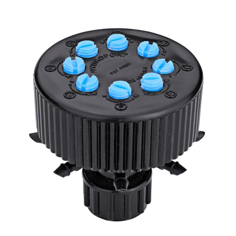 Raindrip 13800UB, Hydro-Port Adjustable Eight-Outlet Bubbler, Drip Irrigation Emitters for Drip Irrigation Gardening Systems, up to 30 GPH Per Outlet, 1/2-Inch FPT Inlet, Black/Blue - Image 3