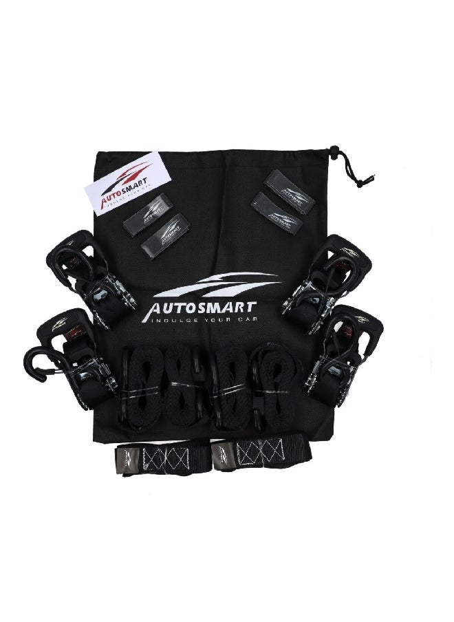 AUTOSMART 10-Piece Ratchet Strap Storage Bag Black 1.5 Inch x 8 ft  - Image 2