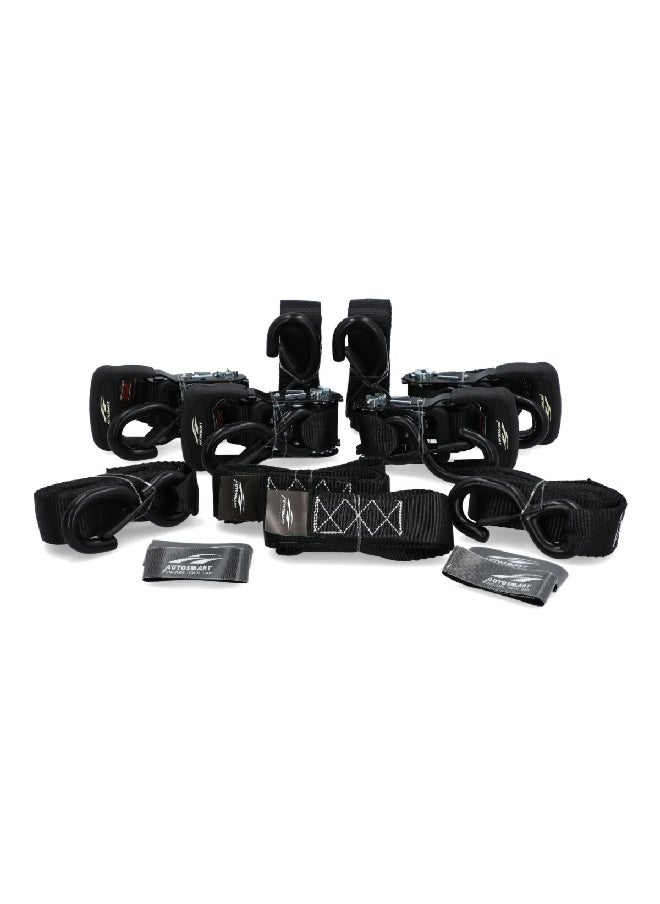 AUTOSMART 10-Piece Ratchet Strap Storage Bag Black 1.5 Inch x 8 ft  - Image 1