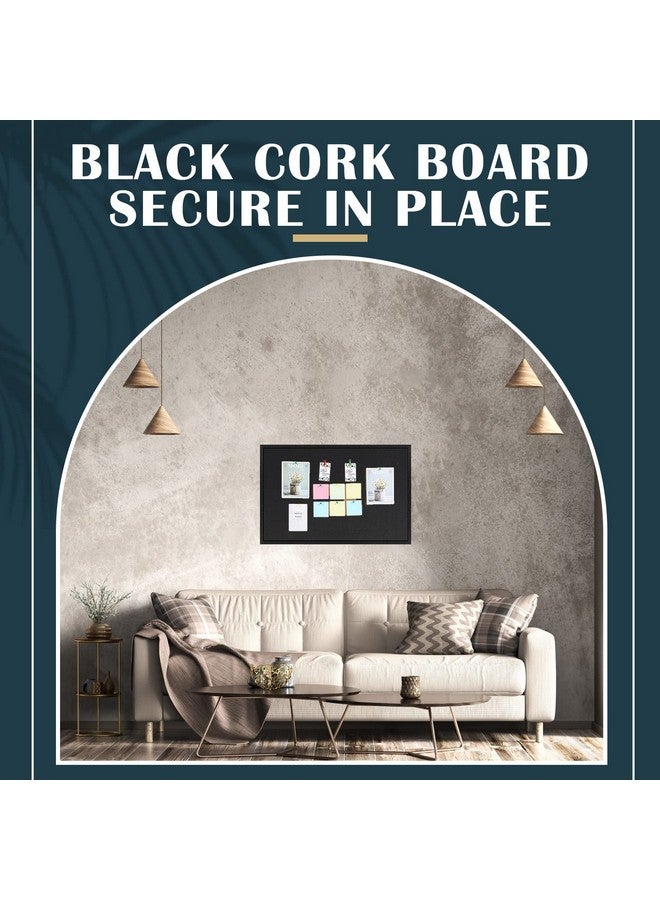 Teling Black Cork Bulletin Board 36" X 24" Large Wood Framed Cork Board With Pins Eye Bolts Screws Notice Pin Board Hook Wall Mounted Corkboard For Home School Office Walls(Black Frame) - Image 4
