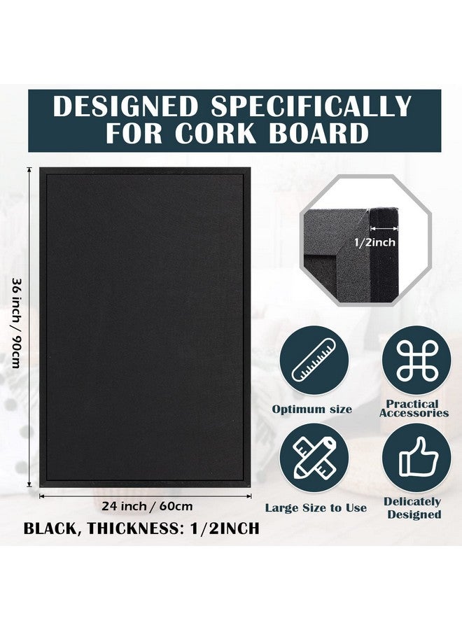 Teling Black Cork Bulletin Board 36" X 24" Large Wood Framed Cork Board With Pins Eye Bolts Screws Notice Pin Board Hook Wall Mounted Corkboard For Home School Office Walls(Black Frame) - Image 2