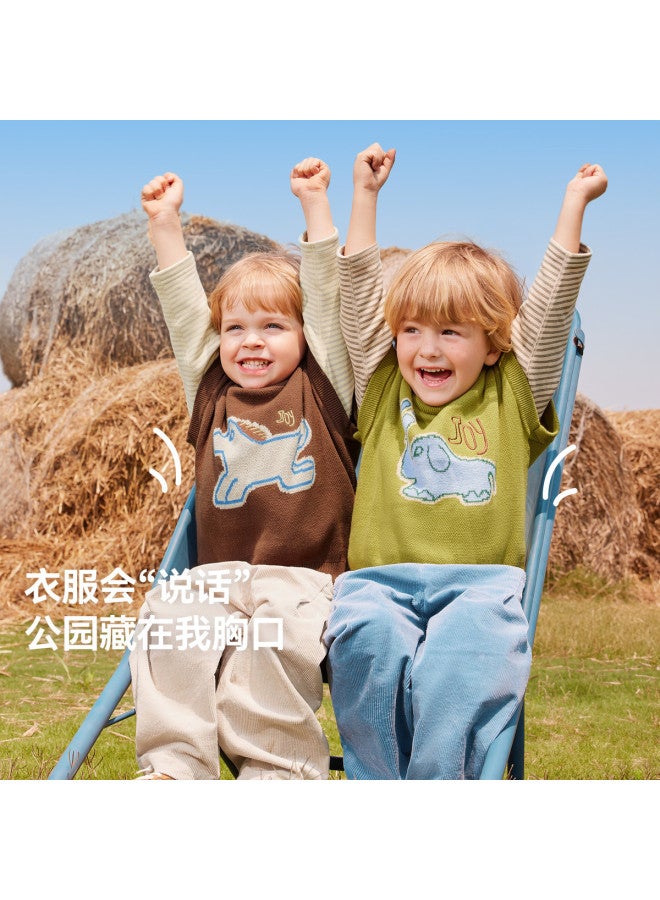 Pure Cotton Anti-static Anti-pilling] Boys Vest Spring And Autumn Style Baby Knitwear Children's Top Girls New Style - Image 2
