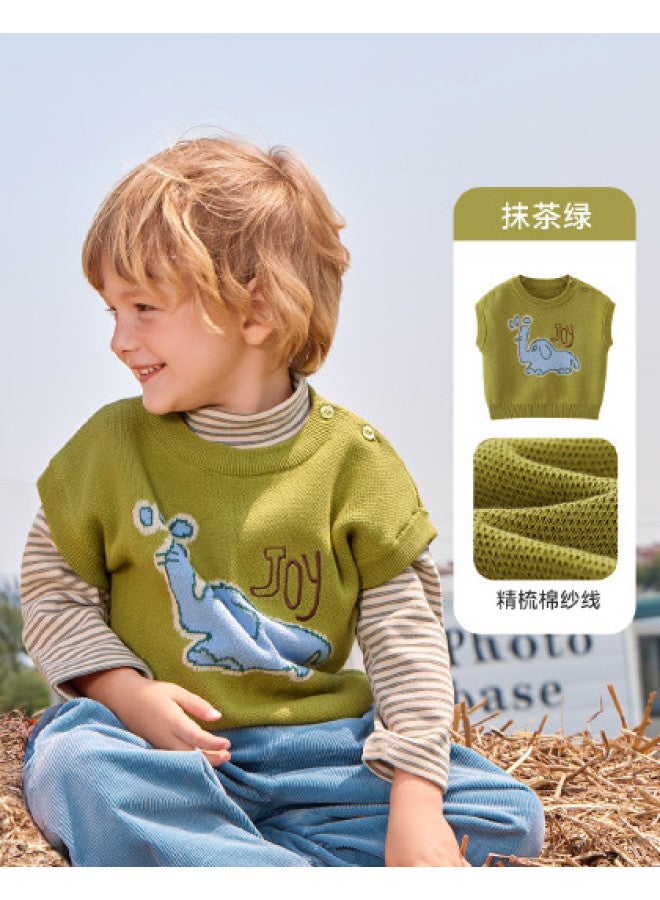 Pure Cotton Anti-static Anti-pilling] Boys Vest Spring And Autumn Style Baby Knitwear Children's Top Girls New Style - Image 1