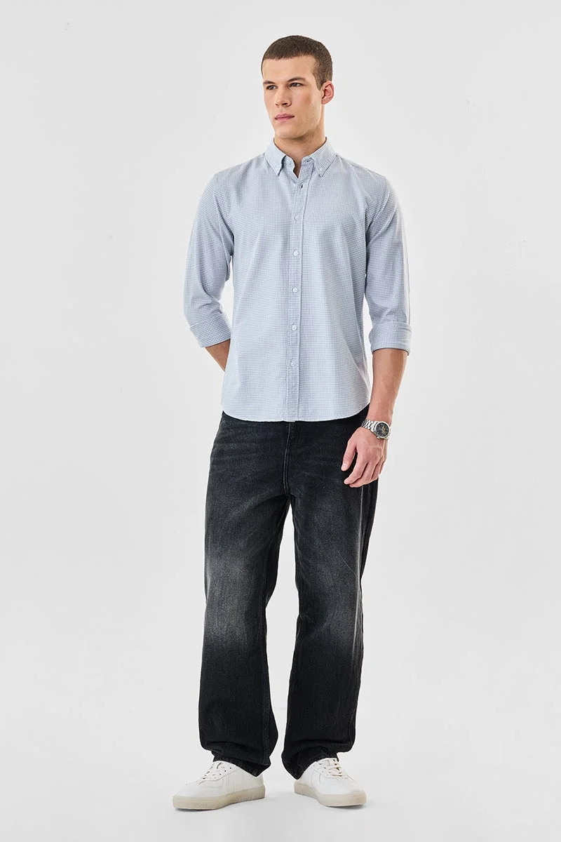 SNITCH Micro Checks 100% Cotton Slim Fit Shirt