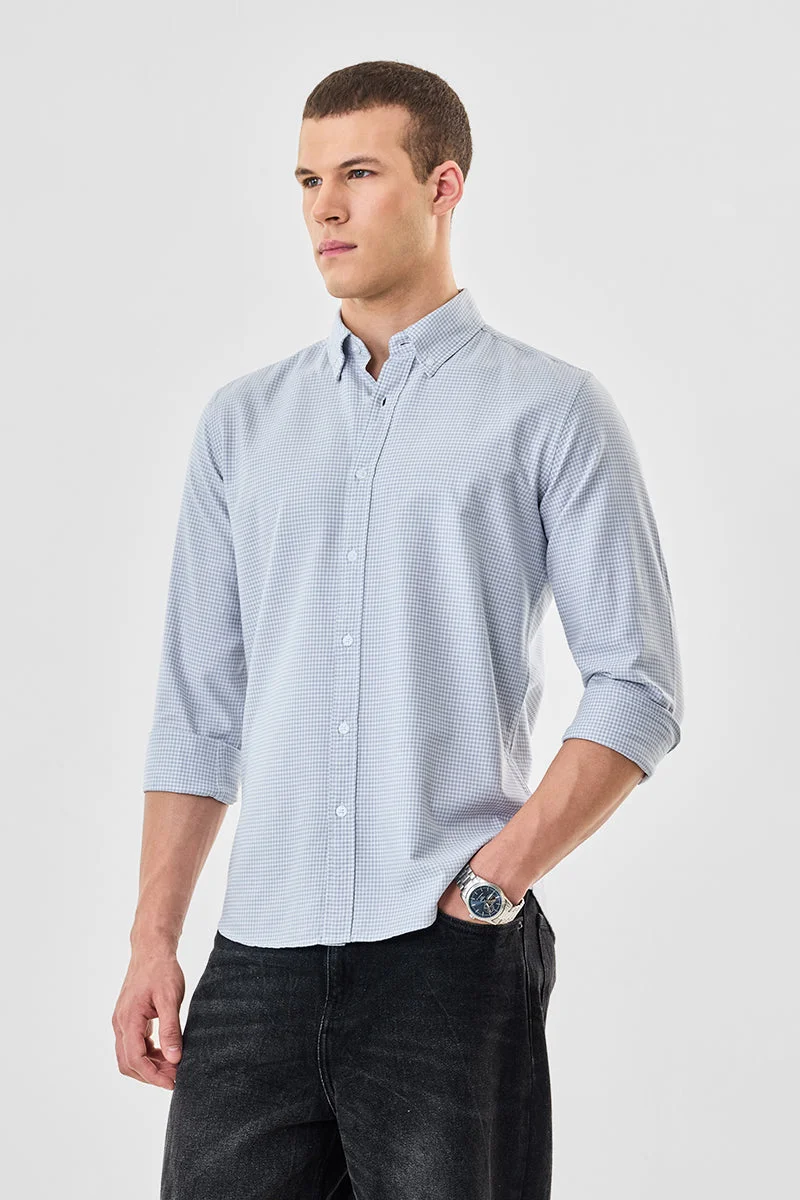 SNITCH Micro Checks 100% Cotton Slim Fit Shirt