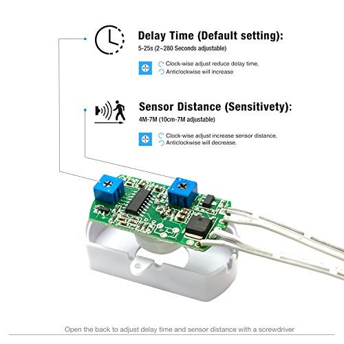 Sensky BS010W DC 12v to 30v PIR Motion Activated Sensor Switch DIY LED Lighting ( Delay Time, Sensor Distance Adjustable ) - Image 3