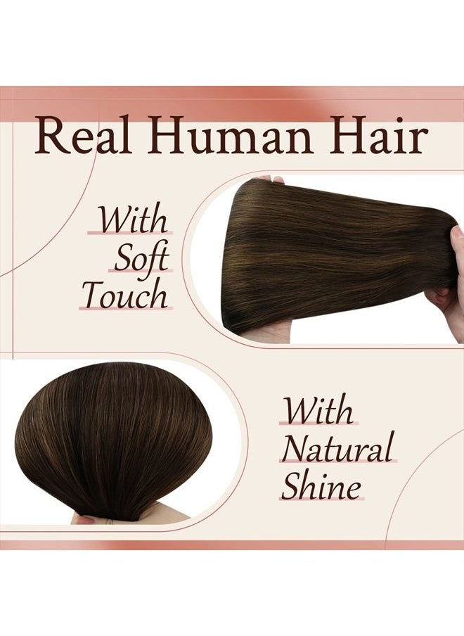 Sunny Hair Sunny Clip in Hair Extensions Real Human Hair Brown Hair Extensions Clip ins Soft and Silky Real Hair Extensions Clip in Human Hair Dark Brown Balayage Medium Brown Hair Extensions 20inch 7Pcs 120G  - Image 3